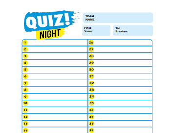 Quiz Time Answer Sheets