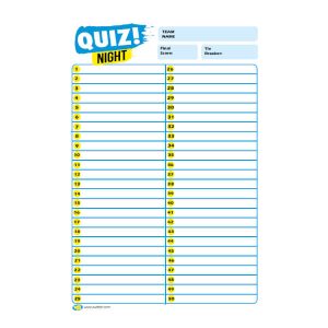 Quiz Time Answer Sheets